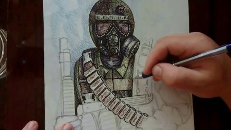 Противогаз черно белый