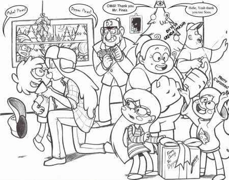 Раскраска Гравити Фолз вся семья