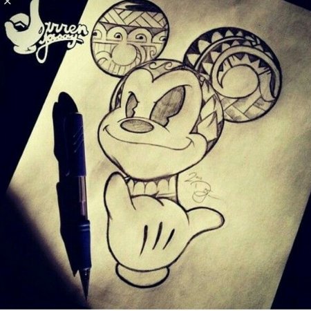 Микки Маус тату эскиз