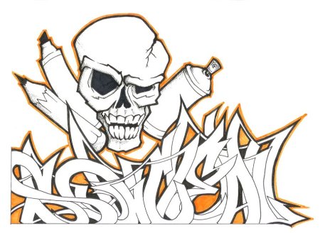 Раскраска граффити черепа