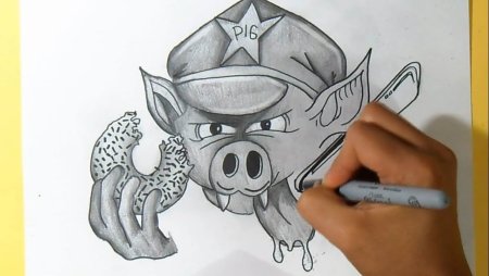 Свинья в стиле граффити рисунок