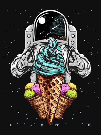 Постер космонавт с мороженым