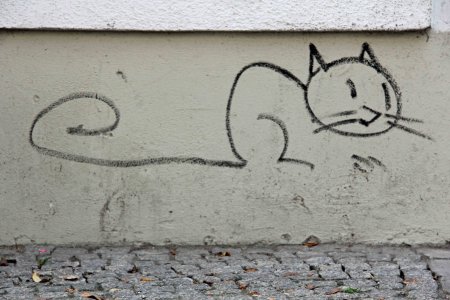 Граффити на стене кот