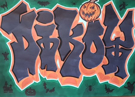 Граффити скетч для Хэллоуина