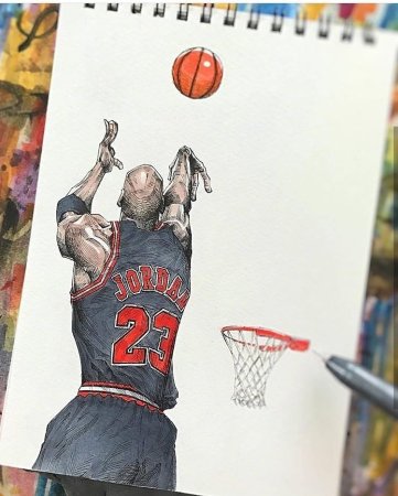 Майкл Джордан баскетболист рисунок