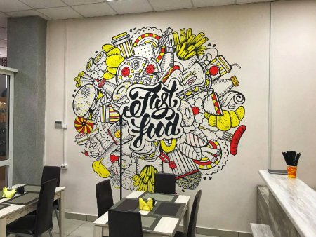 Роспись стен в кафе