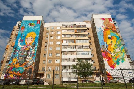 Фасады многоэтажных домов роспись