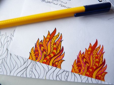 Пламя фломастерами