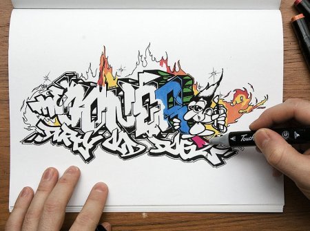 Нарисовать граффити карандашом