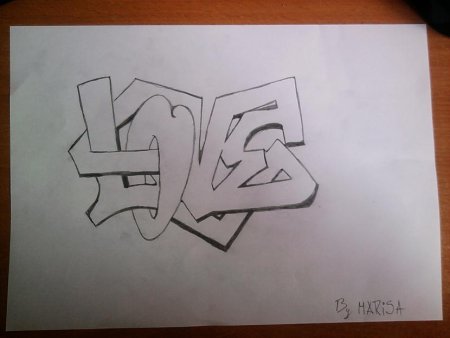 Рисунки карандашом граффити Love