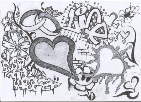 Граффити карандашом легкие Love