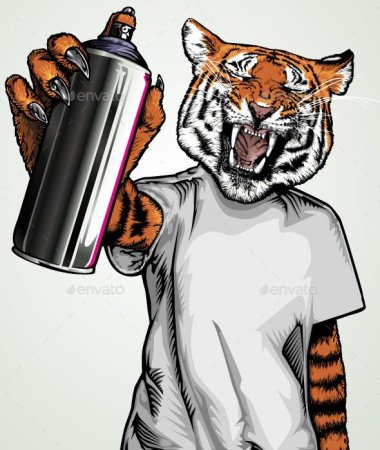 Тигр граффити вектор