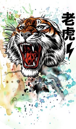 Тигр арт тату