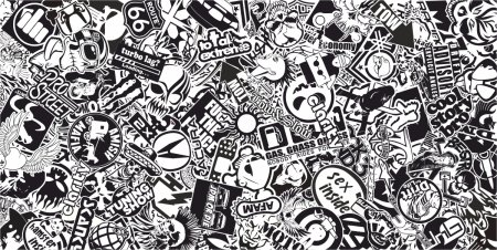 Стикер бум черно белый