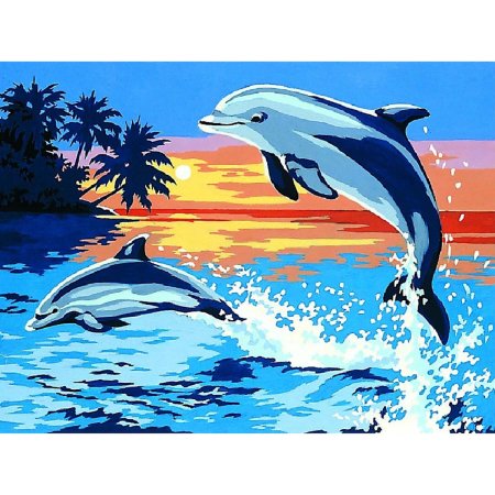 Море с дельфинами вышивка