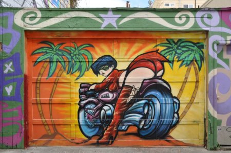 Граффити в гараже на стенах