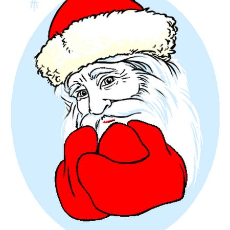 Лицо Деда Мороза в синей шапке