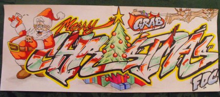 Новогодние граффити на бумаге