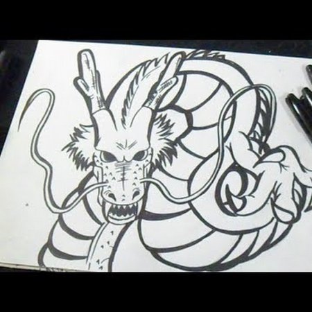 Дракон маркером черным