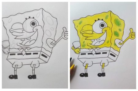 Губка Боб рисунок карандашом