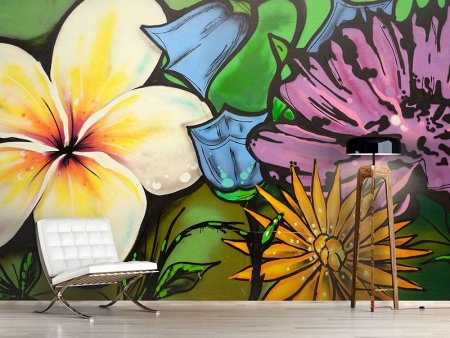 Граффити цветов на стене