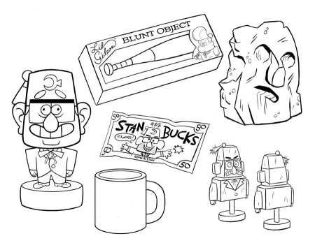 Наклейки Гравити Фолз черно белые