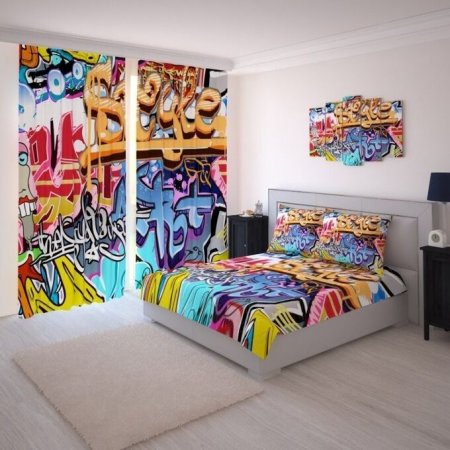 Штора в ванную граффити