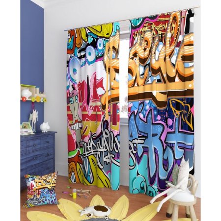 Тюль граффити в комнату