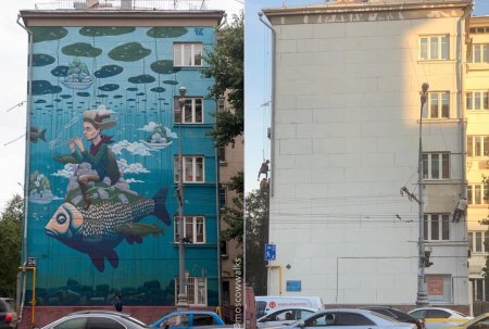 В Москве закрасили граффити