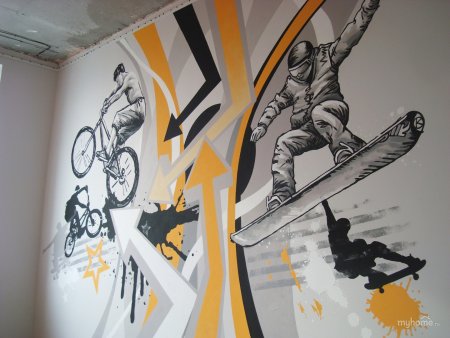 Роспись стен в спортивном стиле