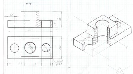 Эскиз детали с отверстием