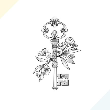 Эскиз тату ключик