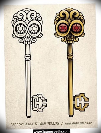 Тату старинный ключ