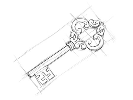 Как нарисовать золотой ключик из Буратино