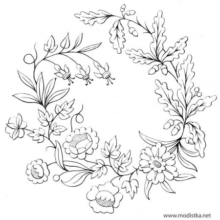 Контурные узоры для вышивки гладью