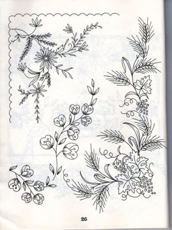 Растительный орнамент для вышивки гладью