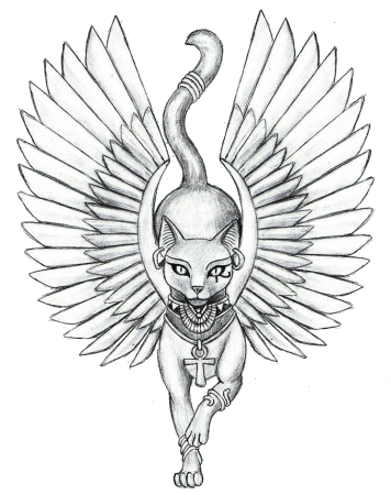 Египетская богиня кошка Бастет тату