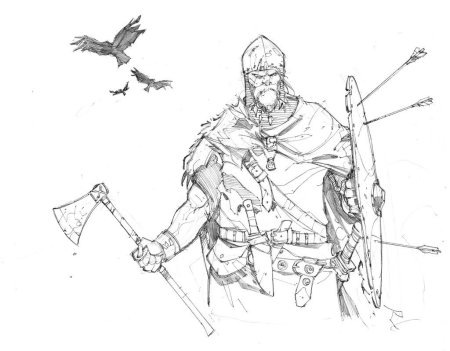 Эскиз тату ангел воин