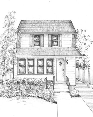 Дом снизу карандашом перспектива поэтапно