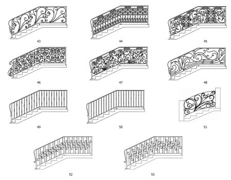 Кованые перила для лестниц эскизы
