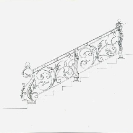 Эскизы лестничных перил ковка