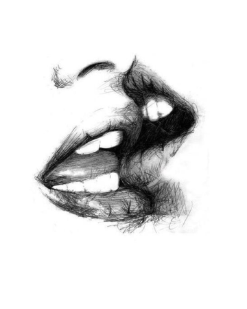 Губы чёрной ручкой