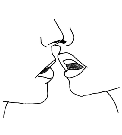 Нарисовать губы целуются