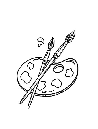 Эскиз Палитры с кистями