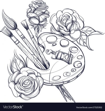 Эскиз Палитры с кистями