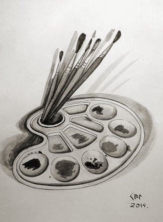 Палитра с кистями для гравировки