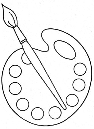 Раскраска краски и кисточка