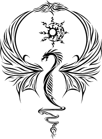 Тату Феникс контурная