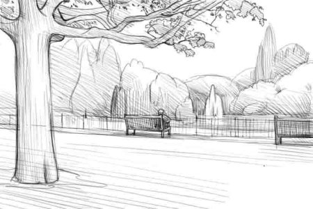 Пейзаж карандашом