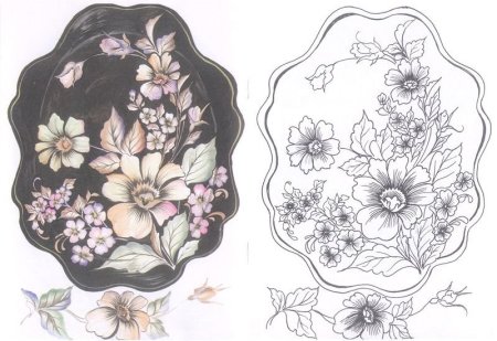 Жостовская роспись поднос рисунок